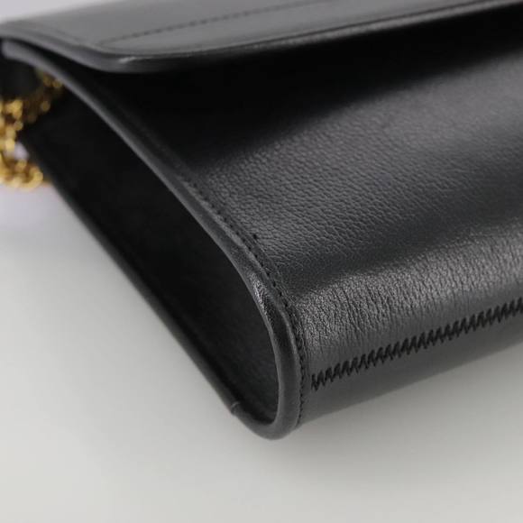 Christian Dior Chain Shoulder Bag Leather Black Gold Auth 109077 - Picture 9 of 16